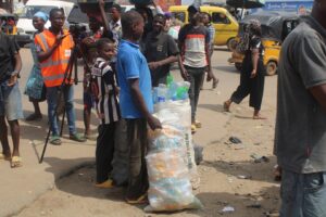 Figure 4: Picture of participants brining their recyclables together for pickup